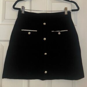 Maje Black Skirt with Pearl Details